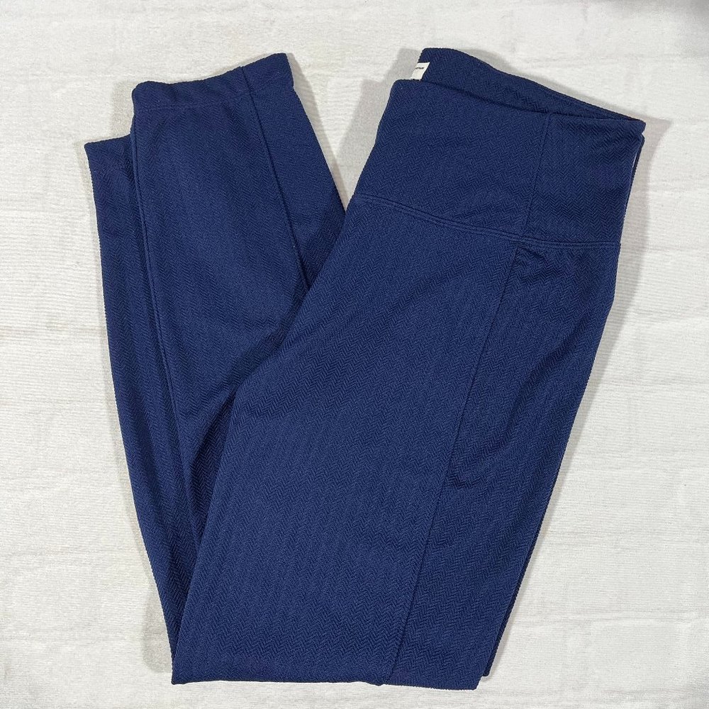 NWT Women's Spring & Mercer Textured Navy Blue Pull on Pants, Size Large